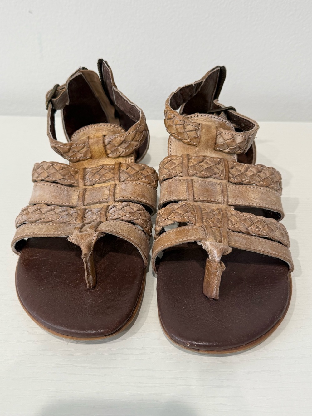 Bed Stu ROAN Braided Toe-Post Sandals - Brown